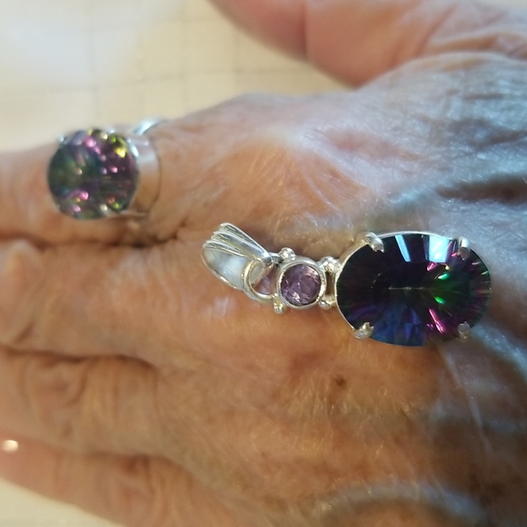💥MYSTIC TOPAZ💥 Sz 7 ring and Pendant to match  925 Sterling Silver NWOT. J#44 - Picture 4 of 4